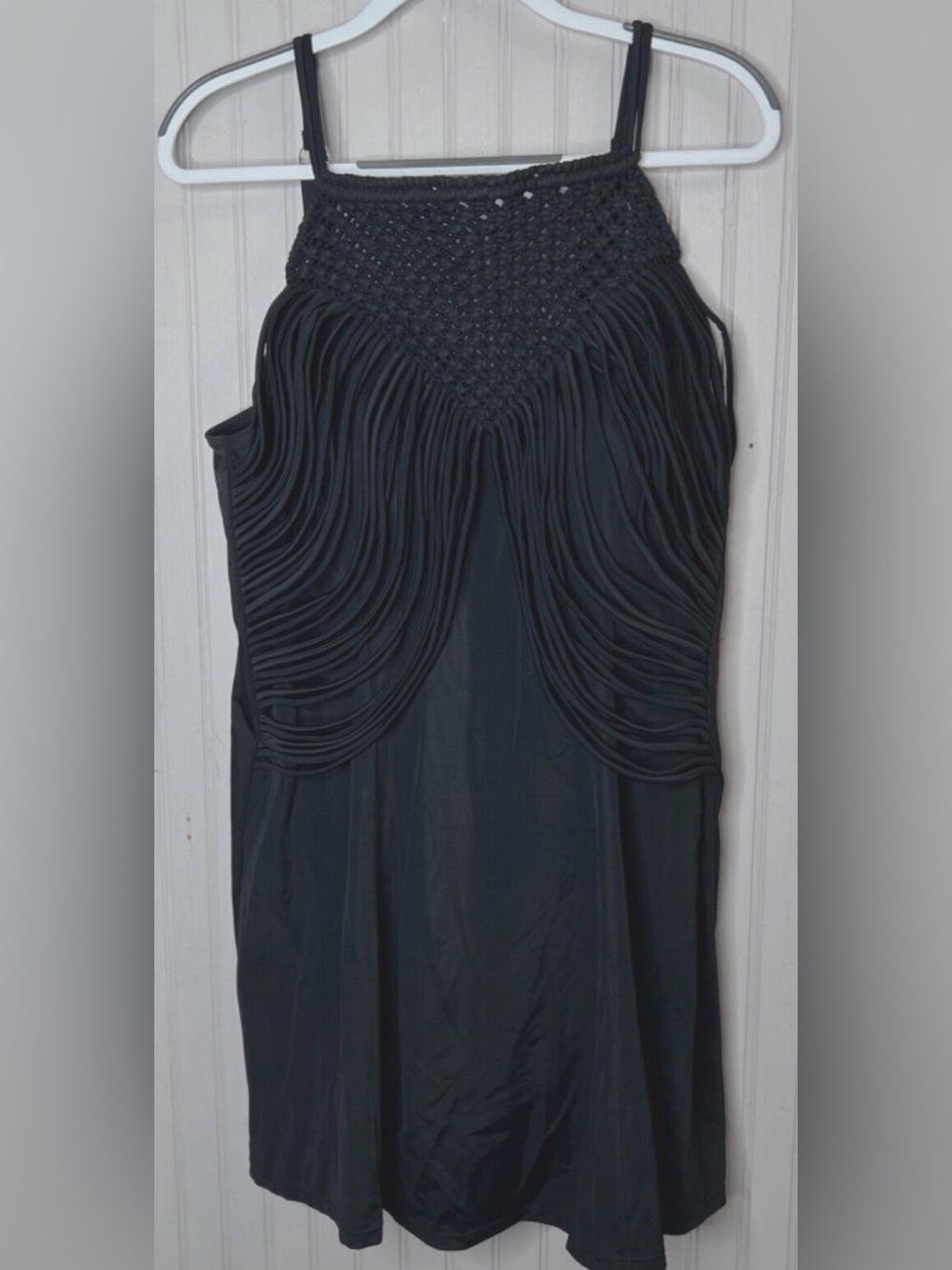 3x black swim dress with built in cups and compression at waist